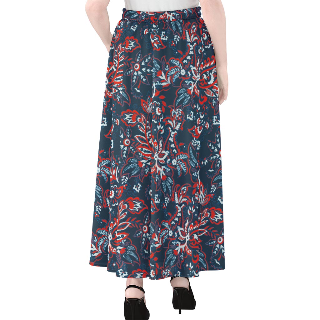 Paisley Floral Bohemian Pattern Print Chiffon Maxi Skirt
