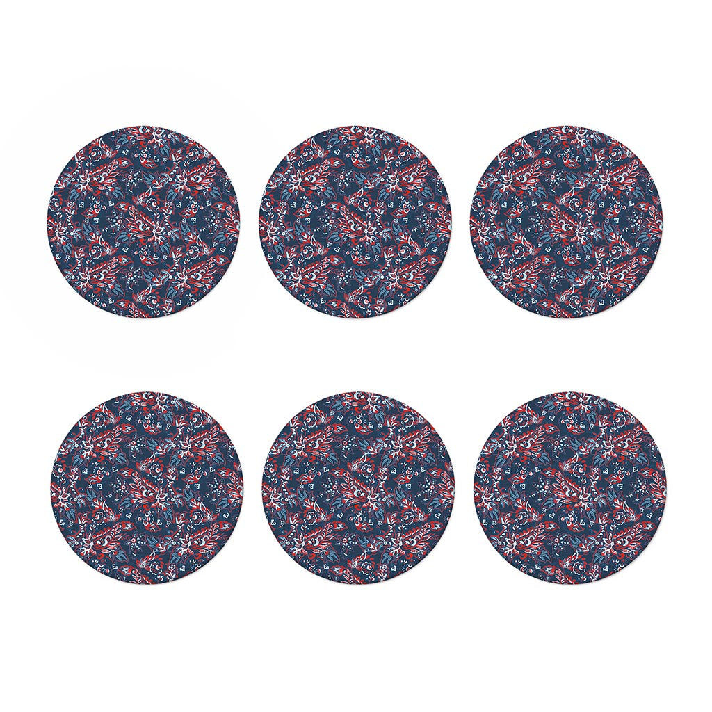 Paisley Floral Bohemian Pattern Print Coaster Set