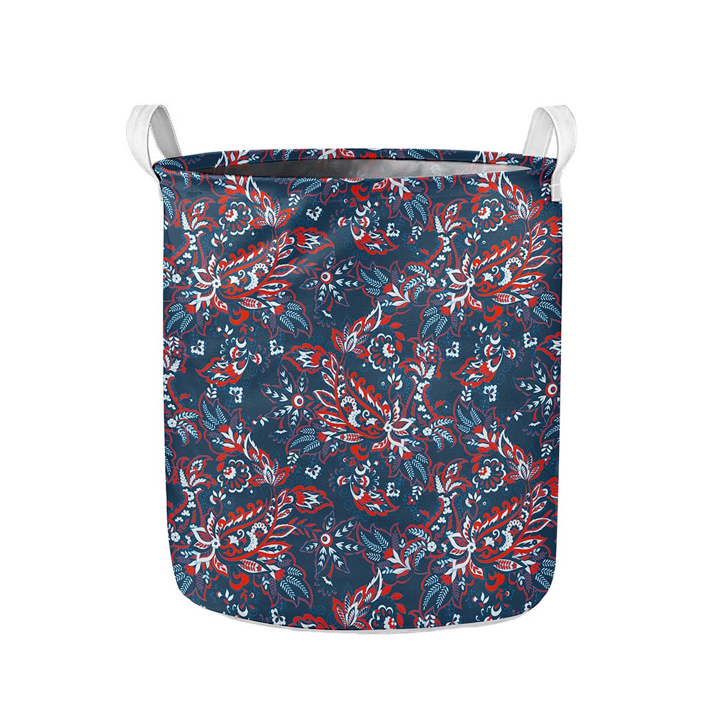 Paisley Floral Bohemian Pattern Print Collapsible Laundry Basket
