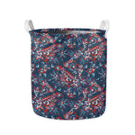 Paisley Floral Bohemian Pattern Print Collapsible Laundry Basket