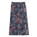 Paisley Floral Bohemian Pattern Print Cotton Front Slit Maxi Skirt