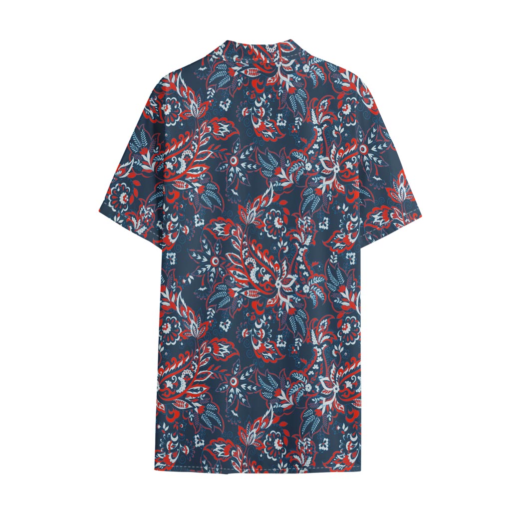 Paisley Floral Bohemian Pattern Print Cotton Hawaiian Shirt
