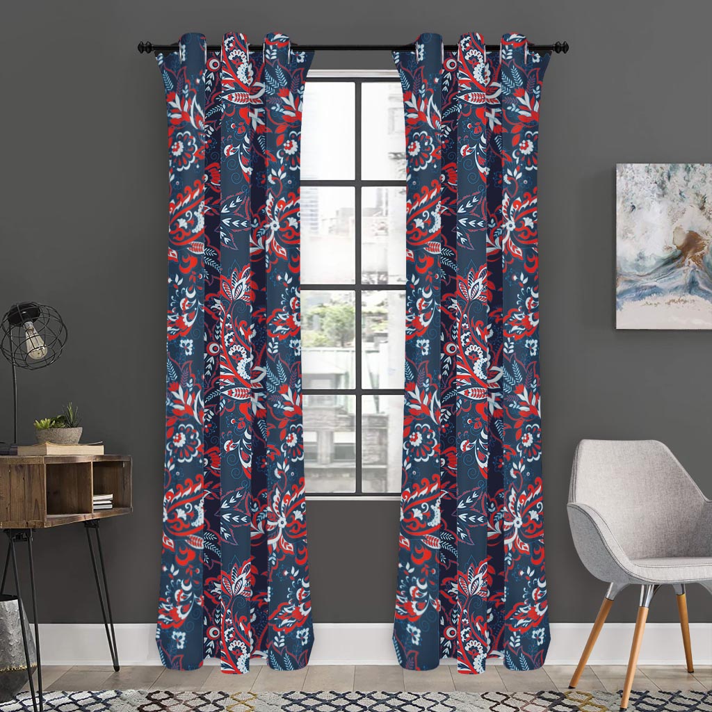 Paisley Floral Bohemian Pattern Print Curtain