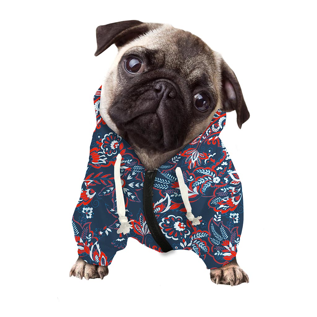 Paisley Floral Bohemian Pattern Print Dog Zip Up Hoodie