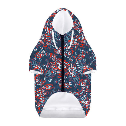 Paisley Floral Bohemian Pattern Print Dog Zip Up Hoodie