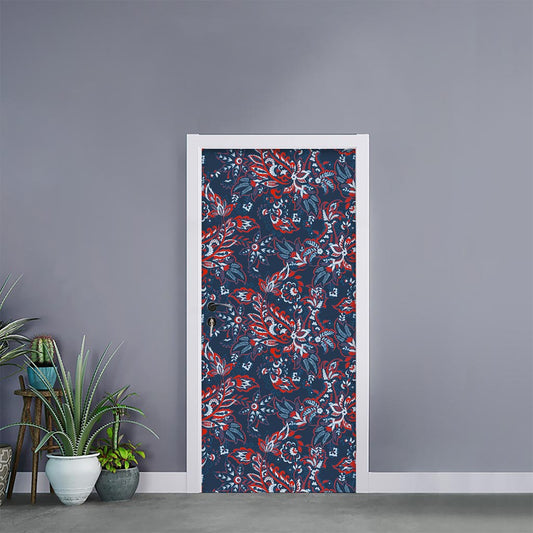 Paisley Floral Bohemian Pattern Print Door Sticker