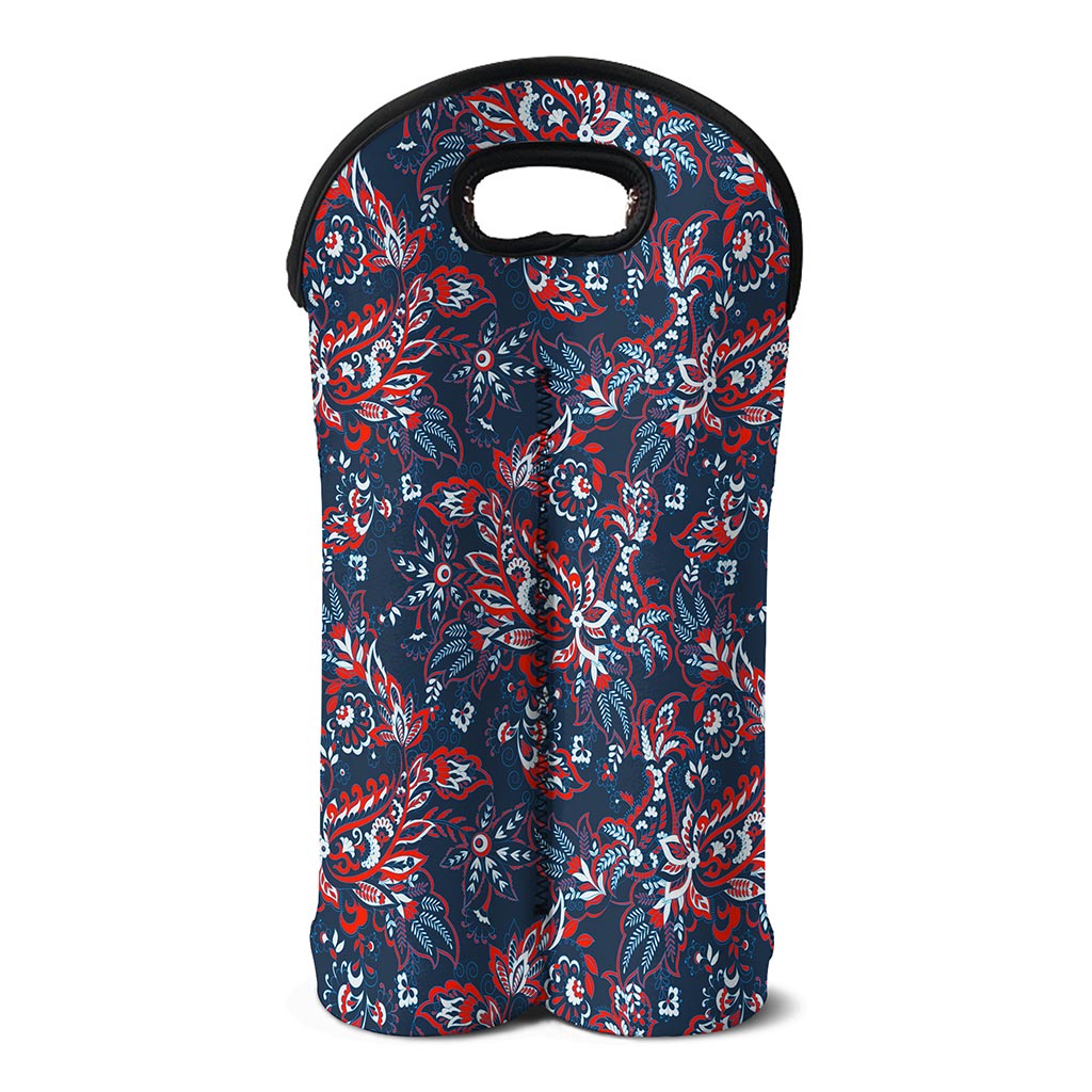Paisley Floral Bohemian Pattern Print Double Neoprene Wine Tote