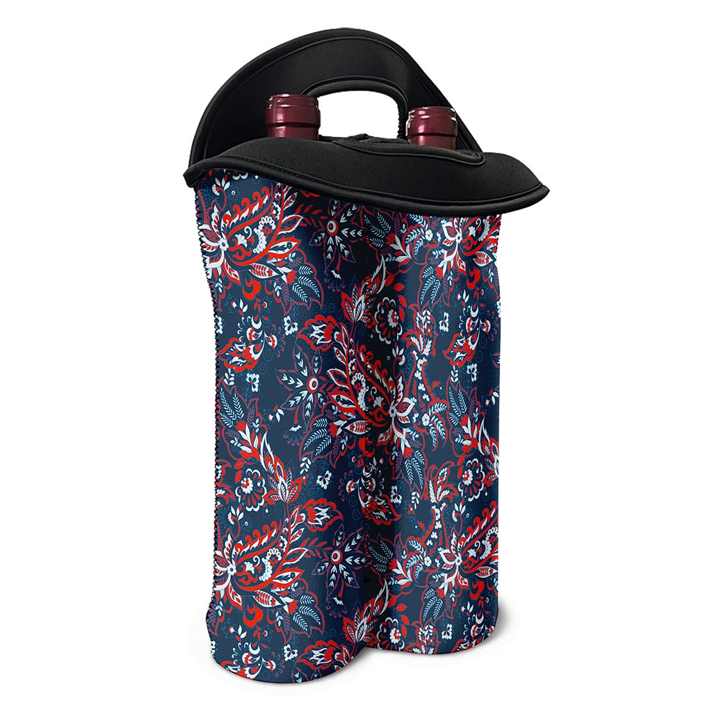 Paisley Floral Bohemian Pattern Print Double Neoprene Wine Tote
