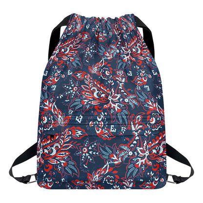 Paisley Floral Bohemian Pattern Print Drawstring Backpack