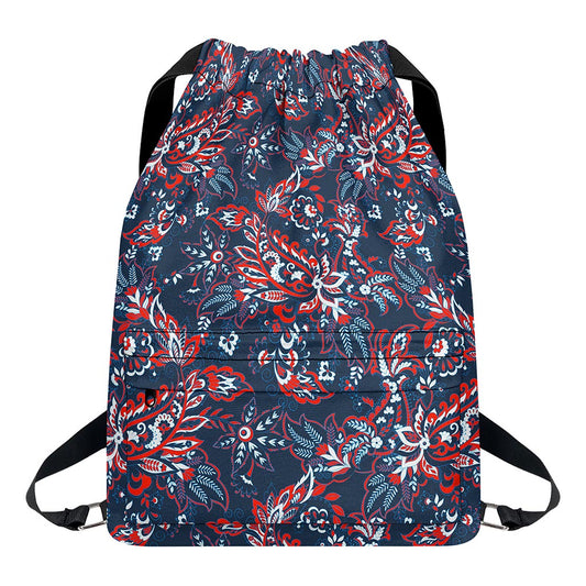 Paisley Floral Bohemian Pattern Print Drawstring Backpack