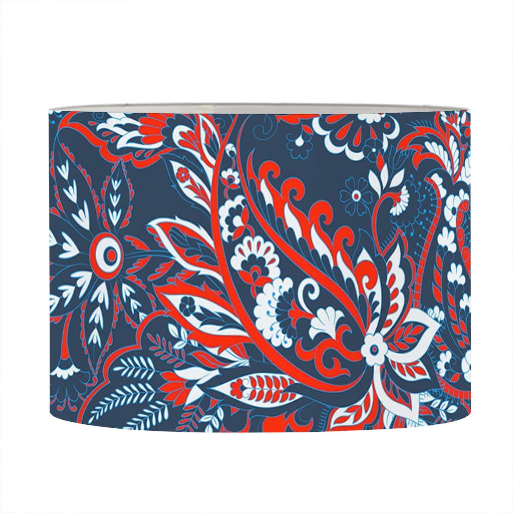 Paisley Floral Bohemian Pattern Print Drum Lamp Shade