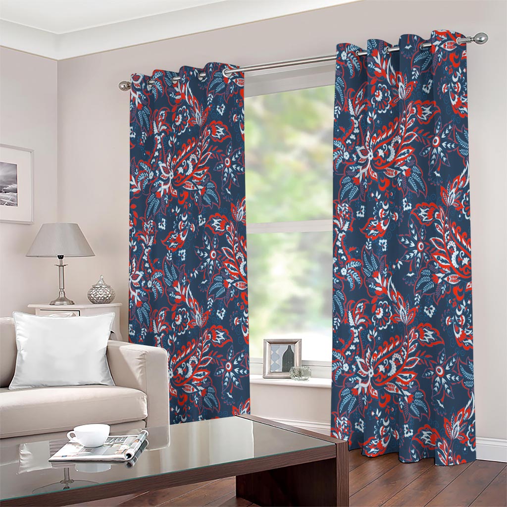 Paisley Floral Bohemian Pattern Print Extra Wide Grommet Curtains