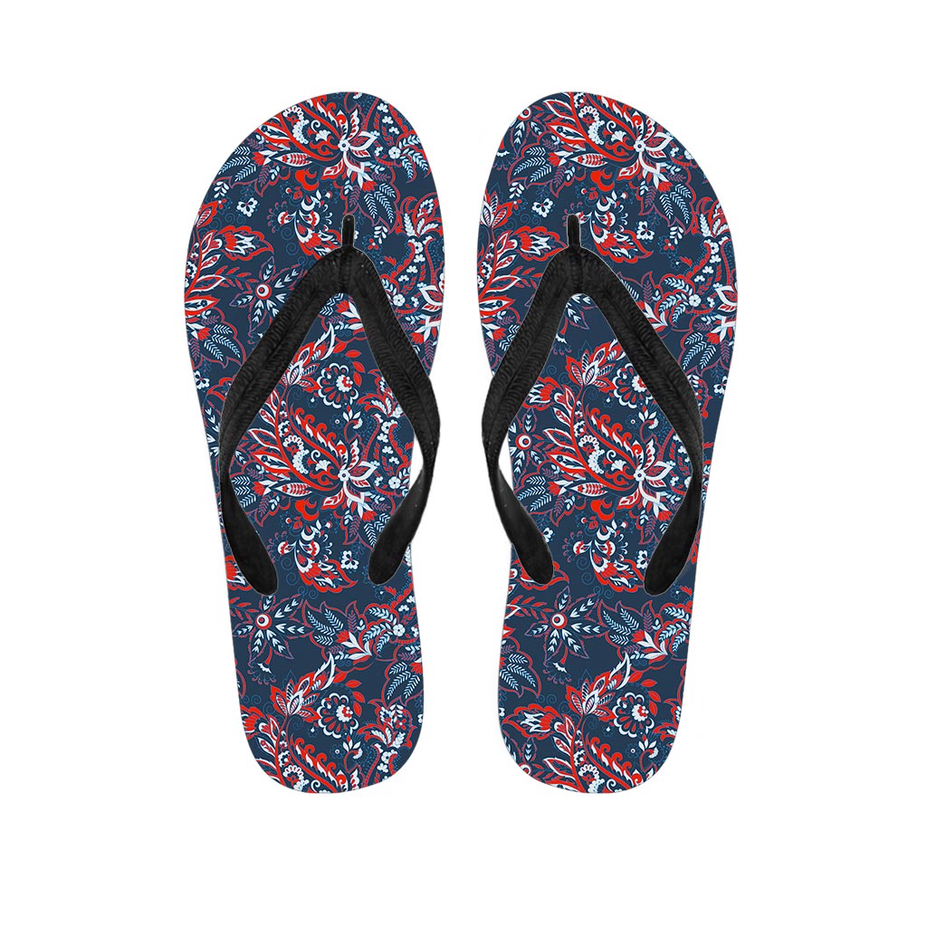Paisley Floral Bohemian Pattern Print Flip Flops