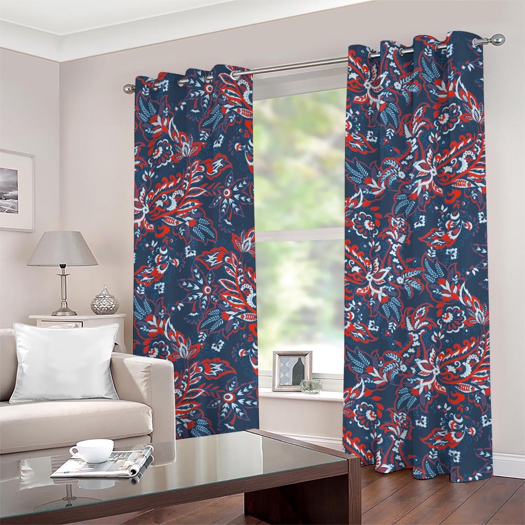 Paisley Floral Bohemian Pattern Print Grommet Curtains