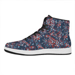 Paisley Floral Bohemian Pattern Print High Top Leather Sneakers