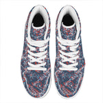 Paisley Floral Bohemian Pattern Print High Top Leather Sneakers