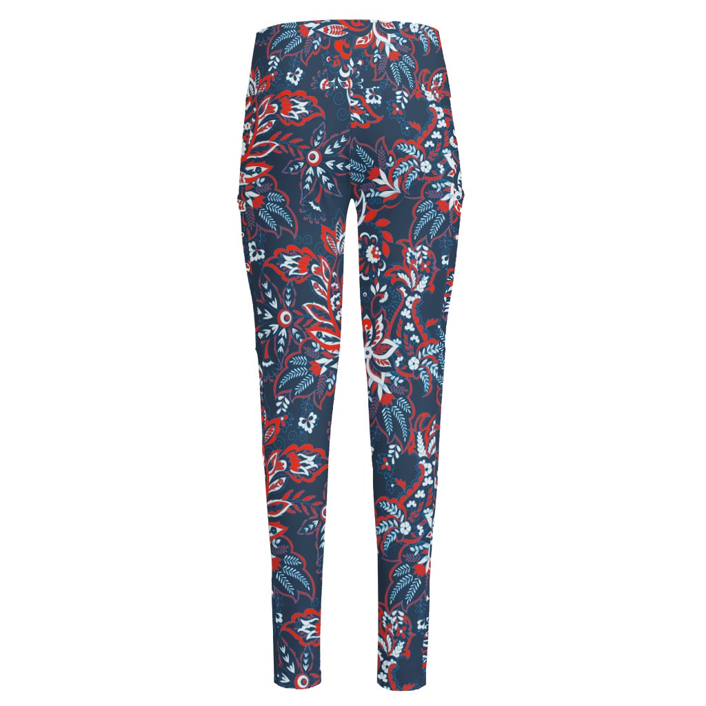Paisley Floral Bohemian Pattern Print High-Waisted Pocket Leggings
