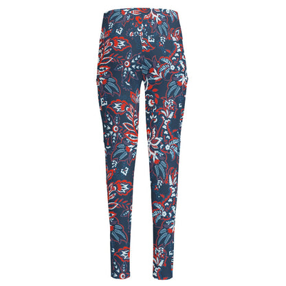 Paisley Floral Bohemian Pattern Print High-Waisted Pocket Leggings