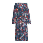Paisley Floral Bohemian Pattern Print Hooded Bathrobe