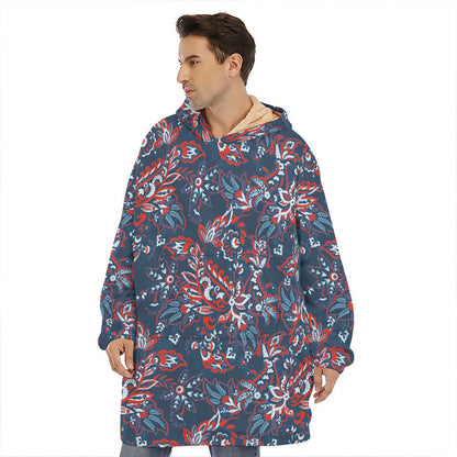 Paisley Floral Bohemian Pattern Print Hoodie Blanket