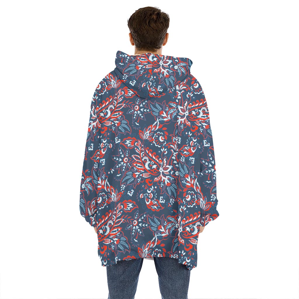 Paisley Floral Bohemian Pattern Print Hoodie Blanket