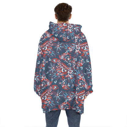 Paisley Floral Bohemian Pattern Print Hoodie Blanket