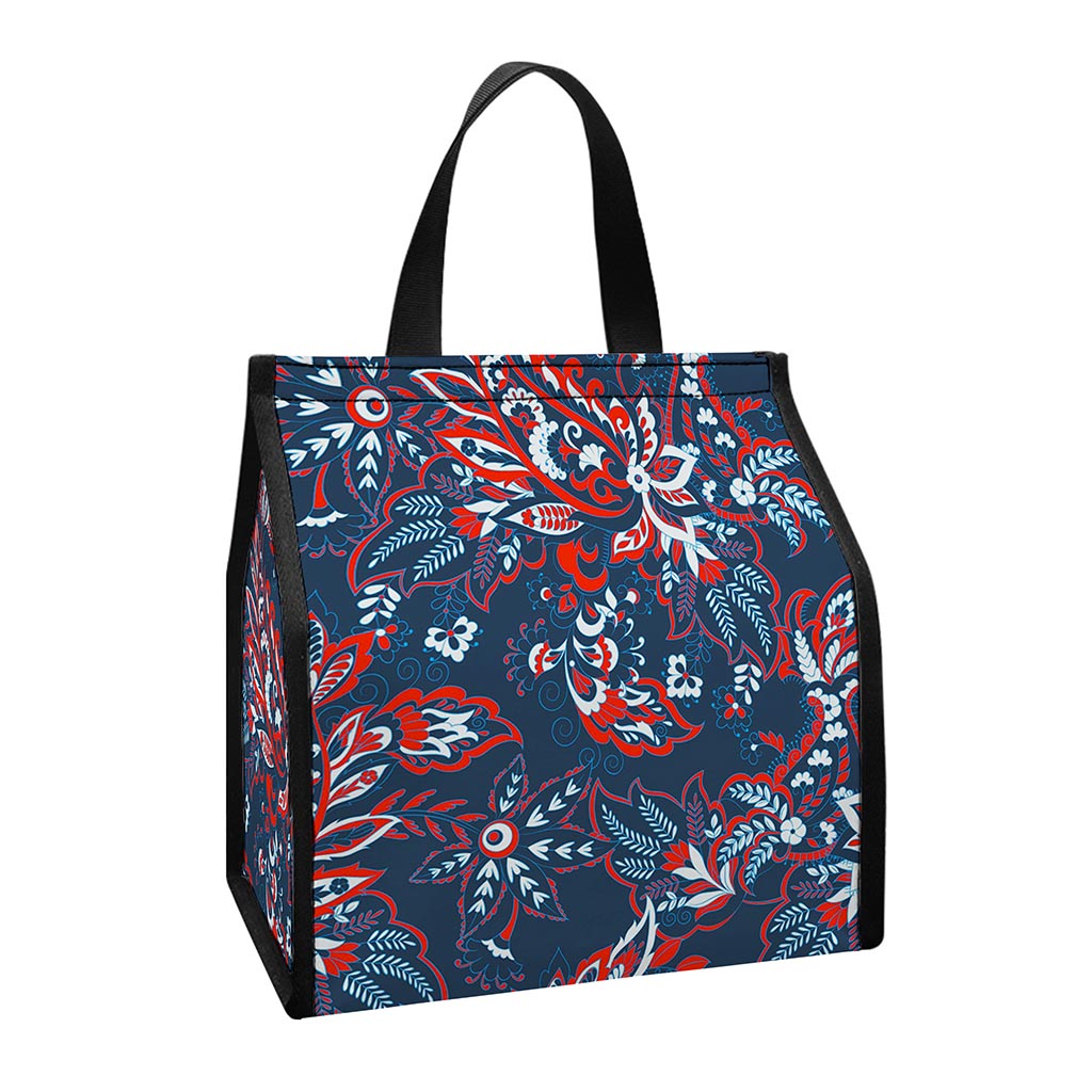 Paisley Floral Bohemian Pattern Print Insulated Lunch Tote