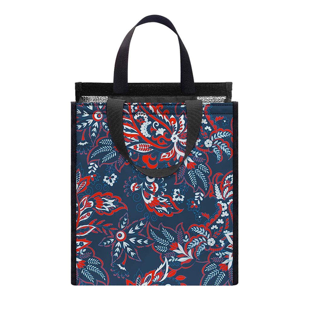 Paisley Floral Bohemian Pattern Print Insulated Lunch Tote