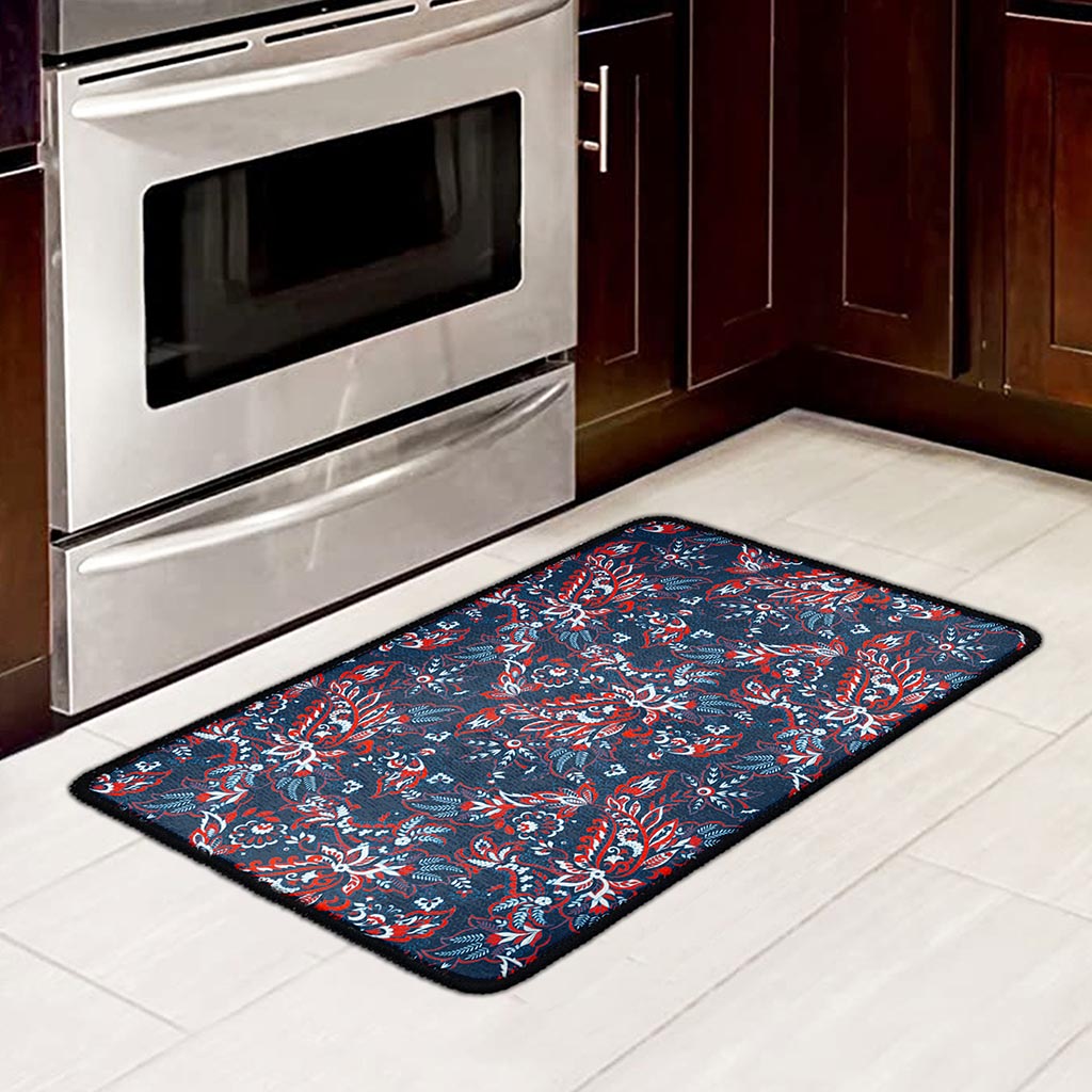 Paisley Floral Bohemian Pattern Print Kitchen Mat