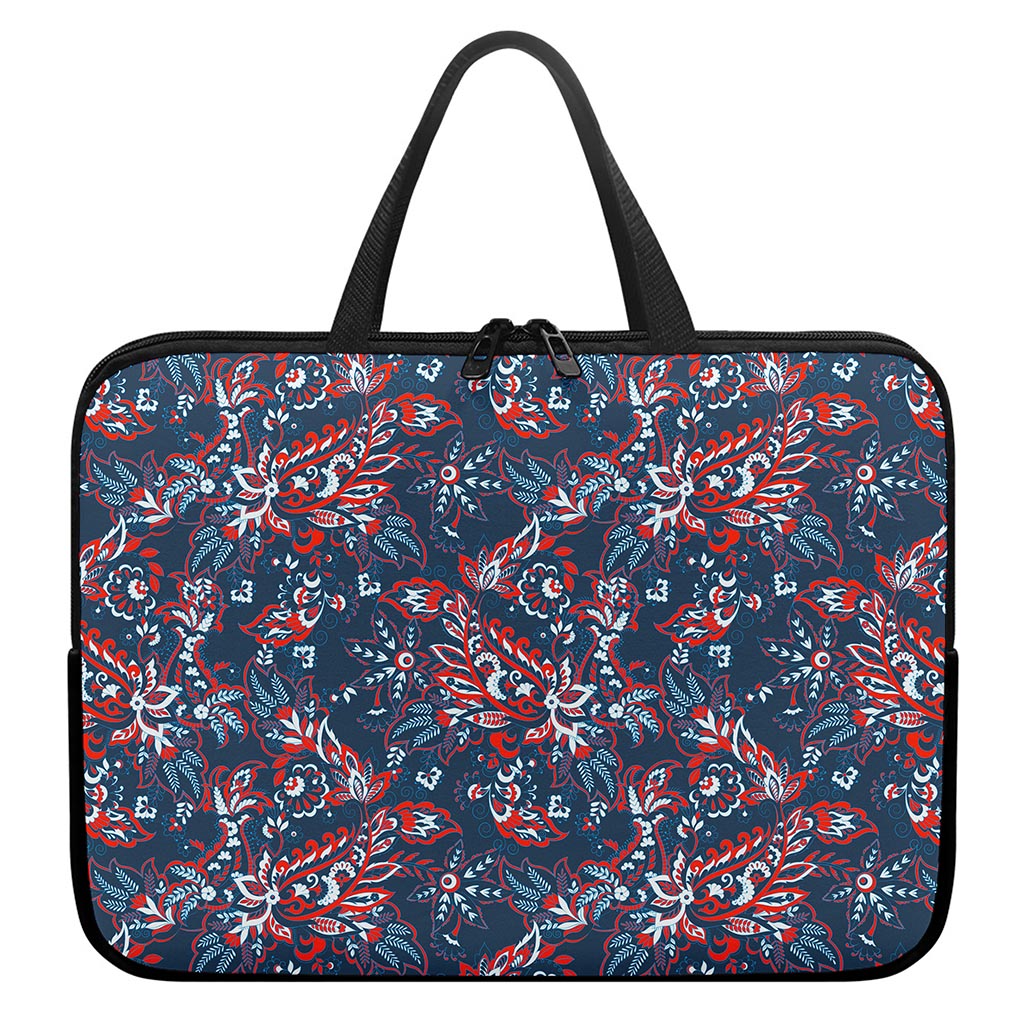 Paisley Floral Bohemian Pattern Print Laptop Sleeve With Handle