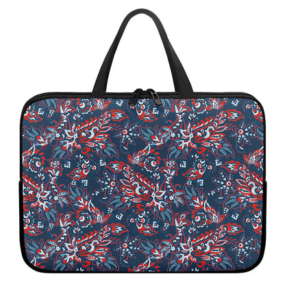 Paisley Floral Bohemian Pattern Print Laptop Sleeve With Handle