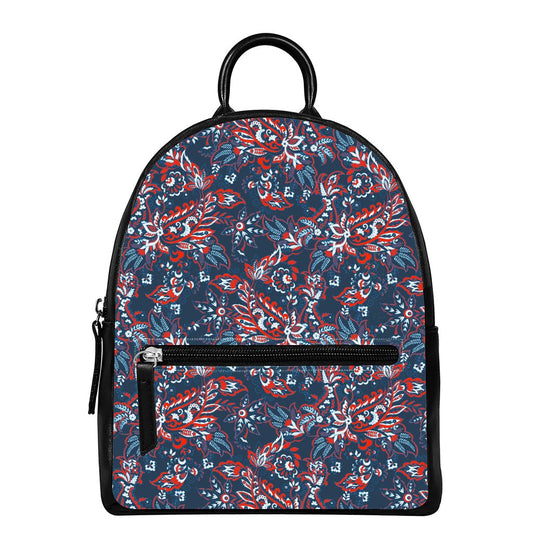Paisley Floral Bohemian Pattern Print Leather Backpack