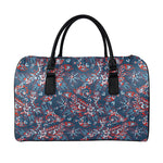 Paisley Floral Bohemian Pattern Print Leather Duffle Bag