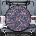 Paisley Floral Bohemian Pattern Print Leather Spare Tire Cover
