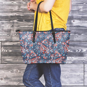 Paisley Floral Bohemian Pattern Print Leather Tote Bag