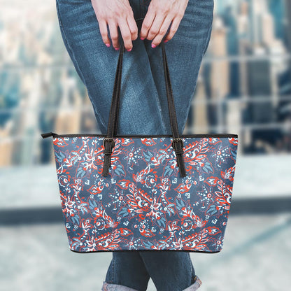 Paisley Floral Bohemian Pattern Print Leather Tote Bag