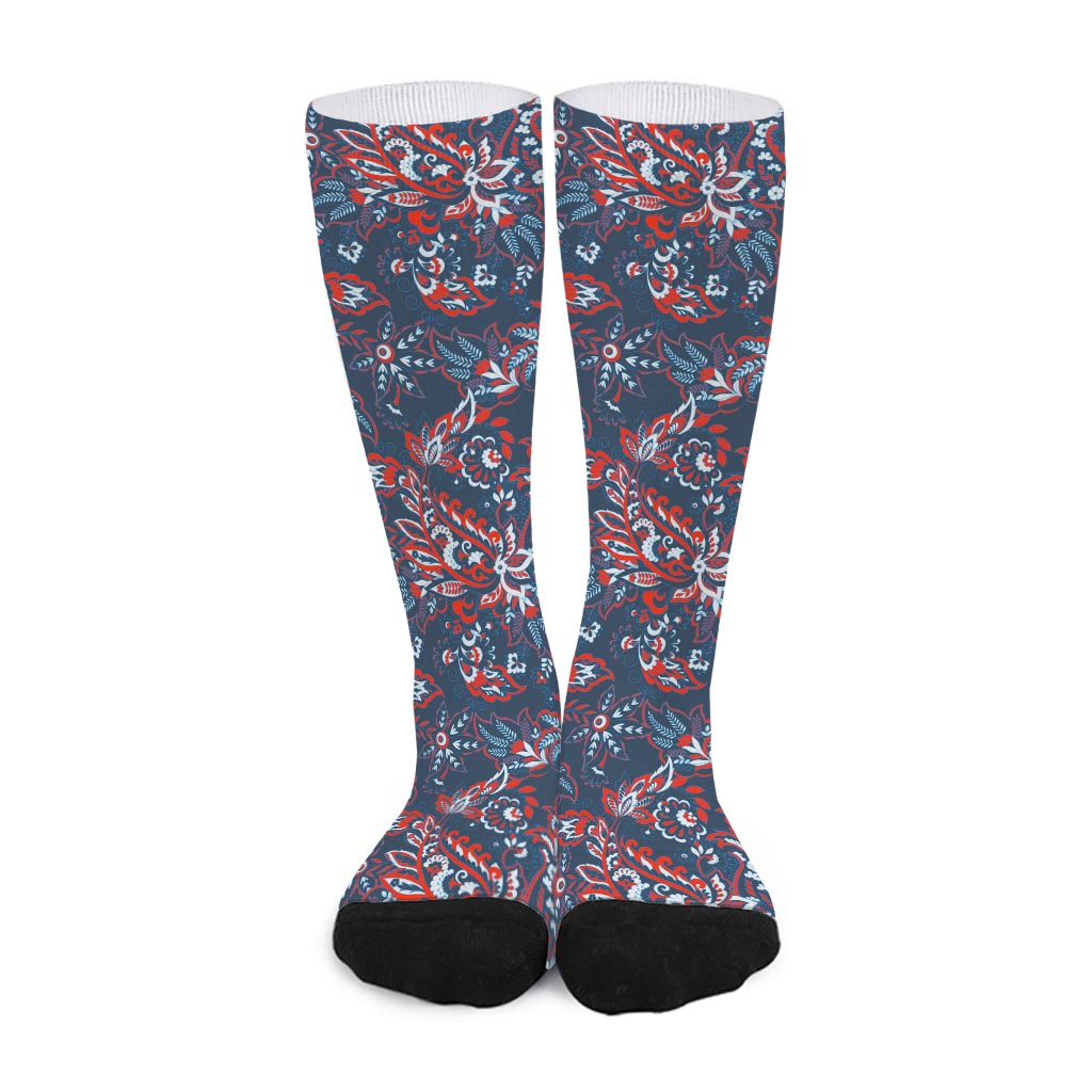 Paisley Floral Bohemian Pattern Print Long Socks