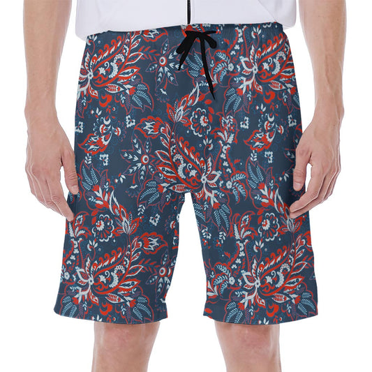 Paisley Floral Bohemian Pattern Print Men's Beach Shorts