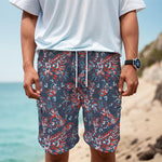 Paisley Floral Bohemian Pattern Print Men's Cargo Shorts