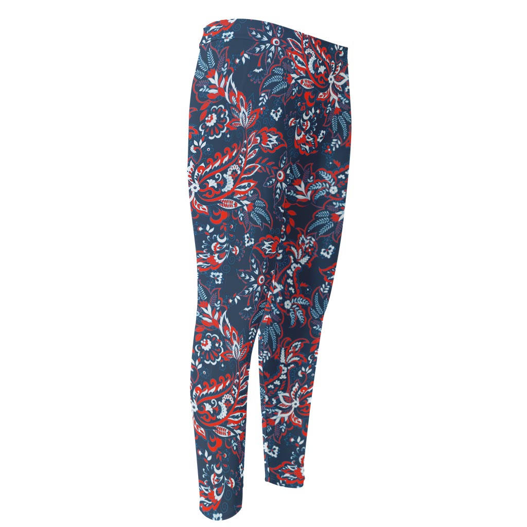 Paisley Floral Bohemian Pattern Print Men's Compression Pants
