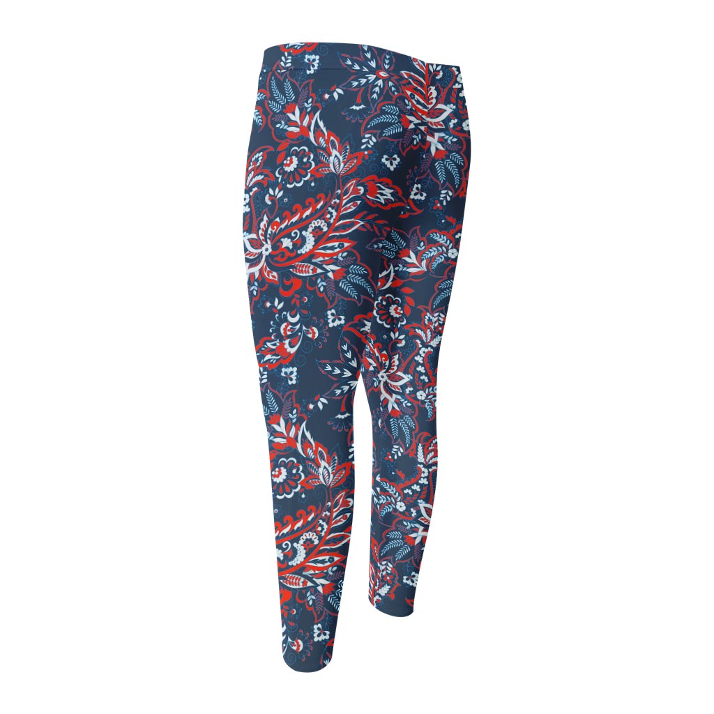 Paisley Floral Bohemian Pattern Print Men's Compression Pants