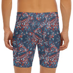 Paisley Floral Bohemian Pattern Print Men's Long Boxer Briefs