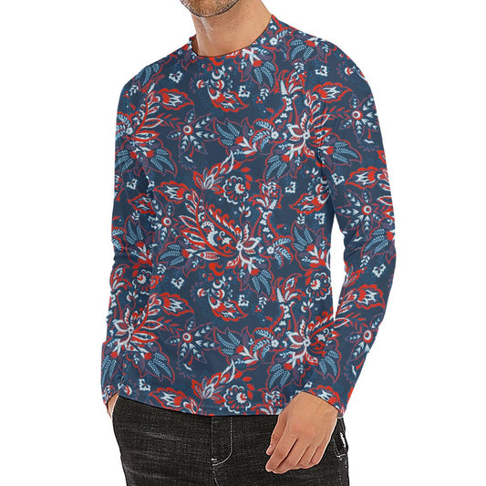 Paisley Floral Bohemian Pattern Print Men's Long Sleeve Rash Guard