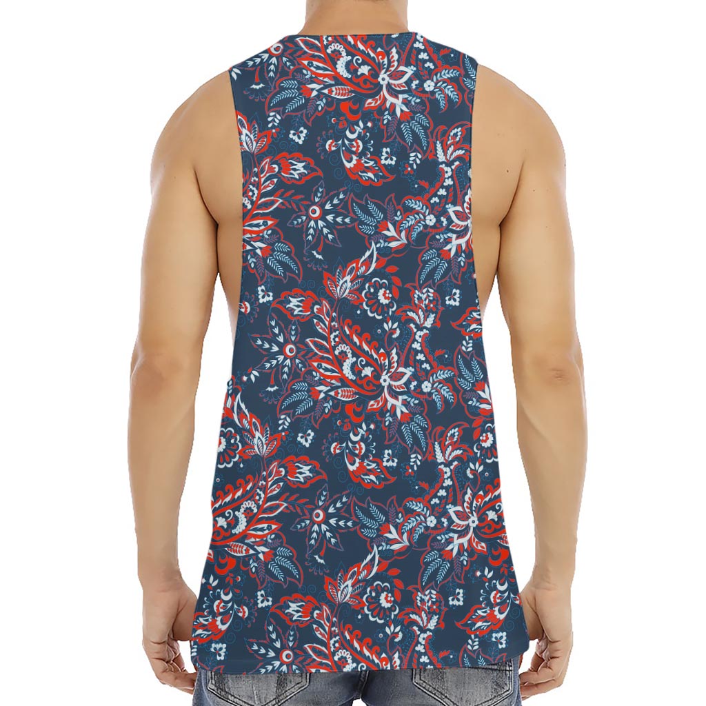 Paisley Floral Bohemian Pattern Print Men's Muscle Tank Top
