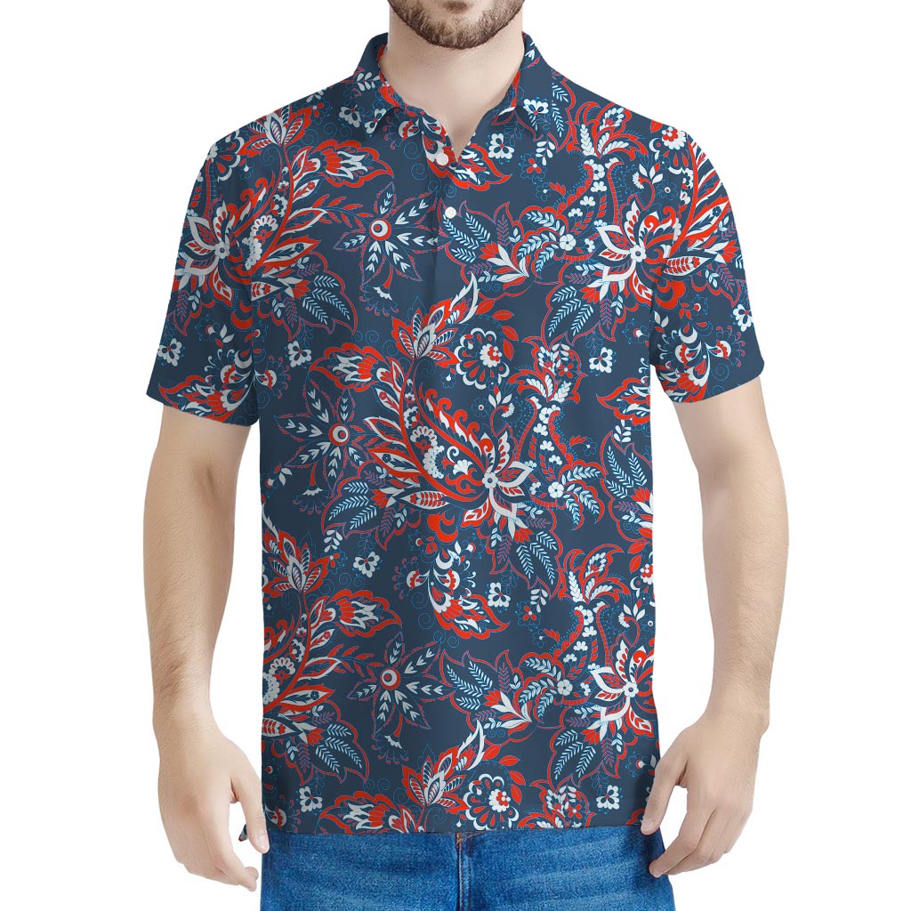 Paisley Floral Bohemian Pattern Print Men's Polo Shirt