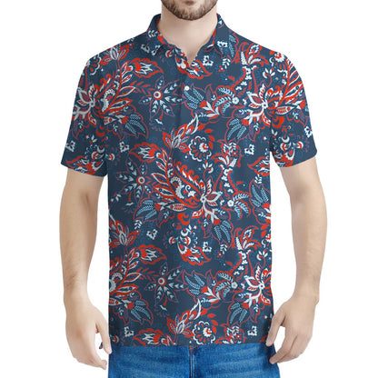 Paisley Floral Bohemian Pattern Print Men's Polo Shirt