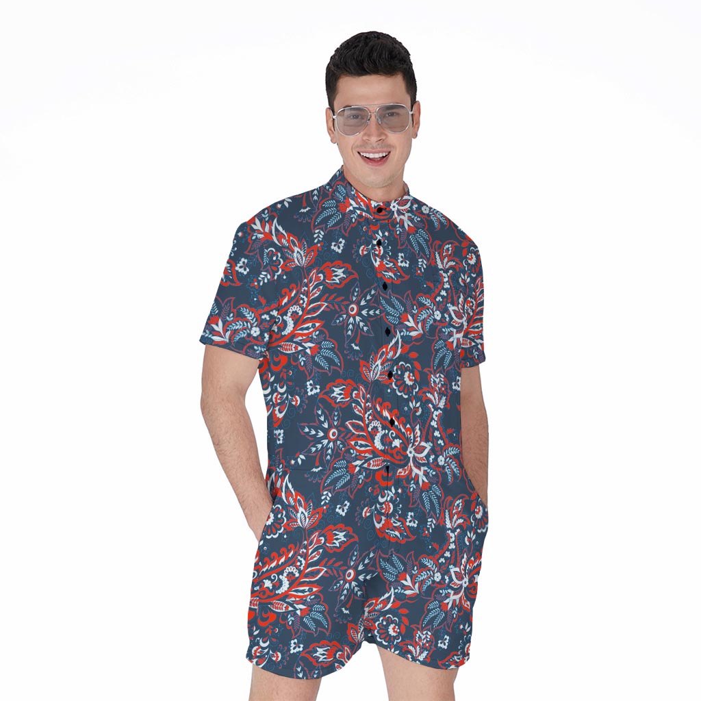 Paisley Floral Bohemian Pattern Print Men's Rompers