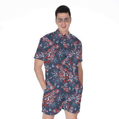 Paisley Floral Bohemian Pattern Print Men's Rompers