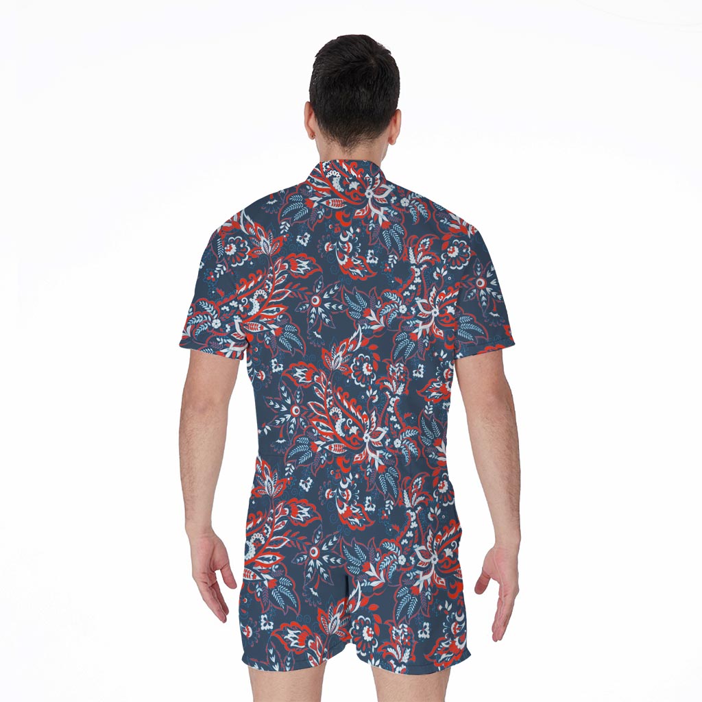 Paisley Floral Bohemian Pattern Print Men's Rompers