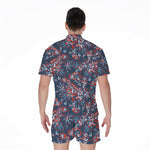 Paisley Floral Bohemian Pattern Print Men's Rompers